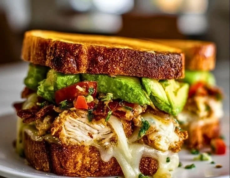 Homemade Chicken Avocado Sandwich with fresh ingredients and a tasty spread