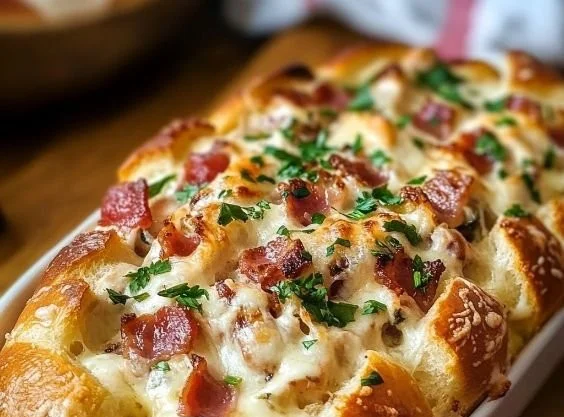 Delicious Chicken Bacon Ranch stuffed bread ready to serve