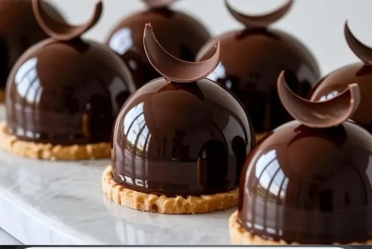 Decadent Chocolate Dome Dessert showcasing glossy chocolate outer layer