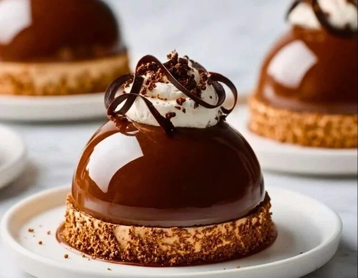 Delicious Chocolate Mascarpone Dome Dessert served elegantly