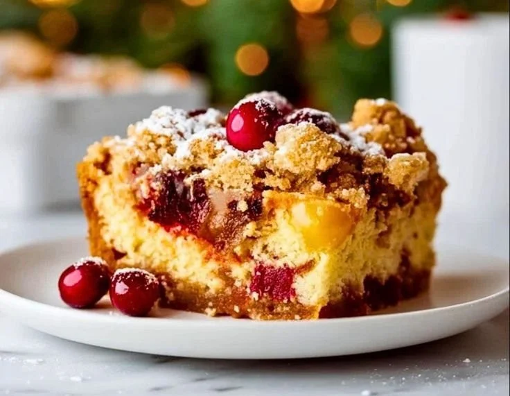 Delicious Christmas Dump Cake decorated with festive toppings