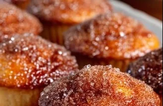 Delicious churro cupcakes topped with cinnamon sugar and cream frosting