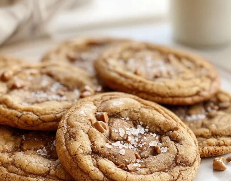Delicious coffee-toffee cookies with brown butter fresh from the oven