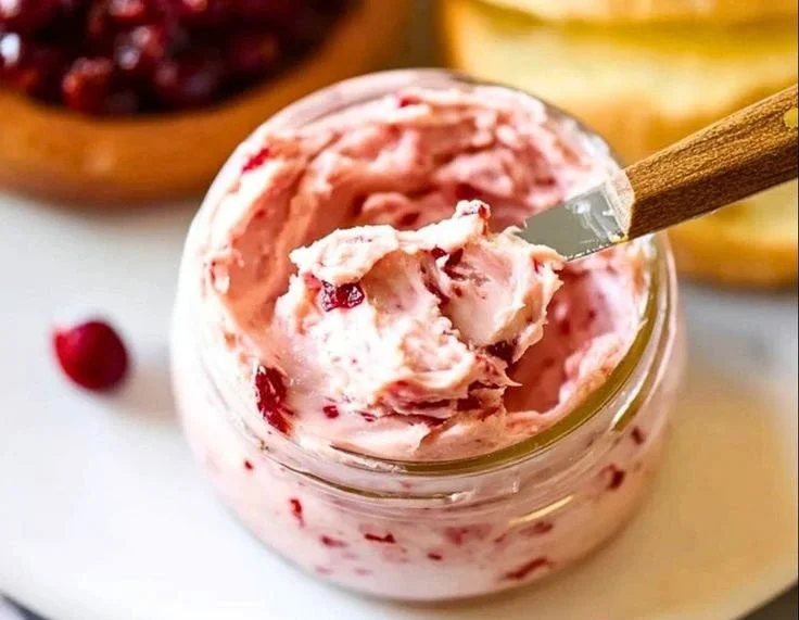 Cranberry Honey Butter spread on fresh bread
