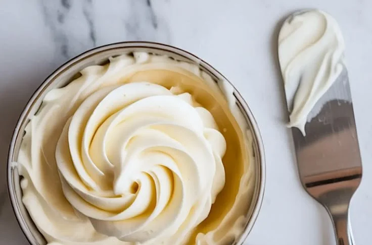 Delicious cream cheese buttercream frosting on a cake
