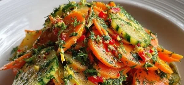 Fresh Cucumber and Carrot Salad with vibrant vegetables and dressing