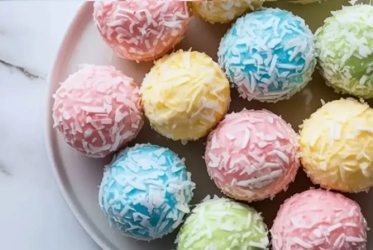 Easter Bunny Coconut Tails festive dessert recipe with coconut topping