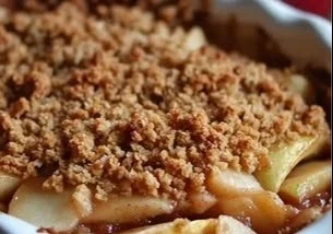 Delicious apple pie crisp baked to golden perfection