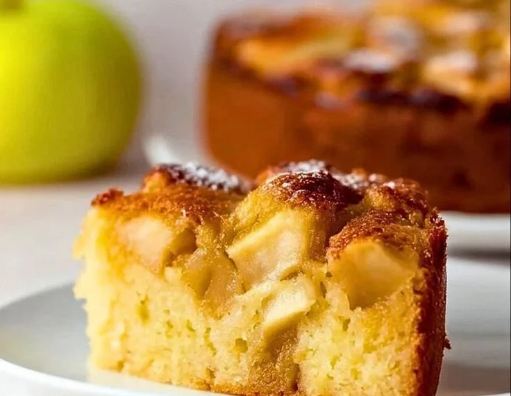 Delicious slice of Italian Apple Cake on a plate