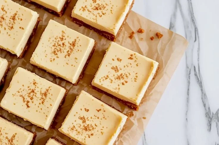 Delicious Eggnog Cheesecake Bars on a festive platter