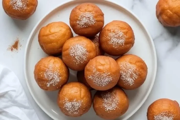 Freshly baked gluten-free donut holes on a plate