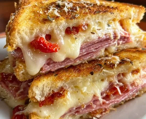 Delicious Grinder Grilled Cheese Sandwich with gooey melted cheese