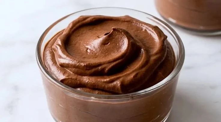 Delicious high-protein chocolate mousse in a dessert bowl.