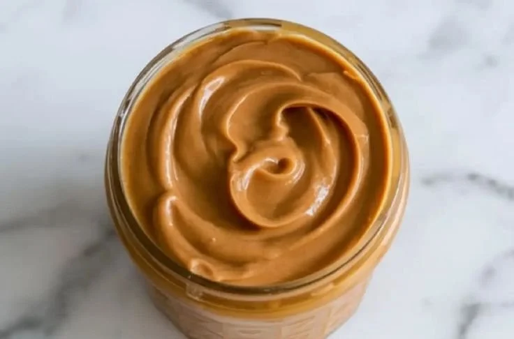 Homemade Biscoff Cookie Butter spread in a jar with a spoon