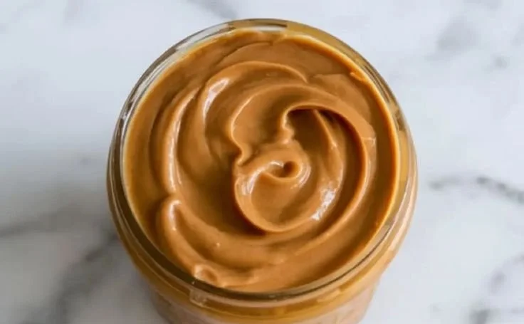 Homemade Biscoff cookie butter in a jar with a spoon