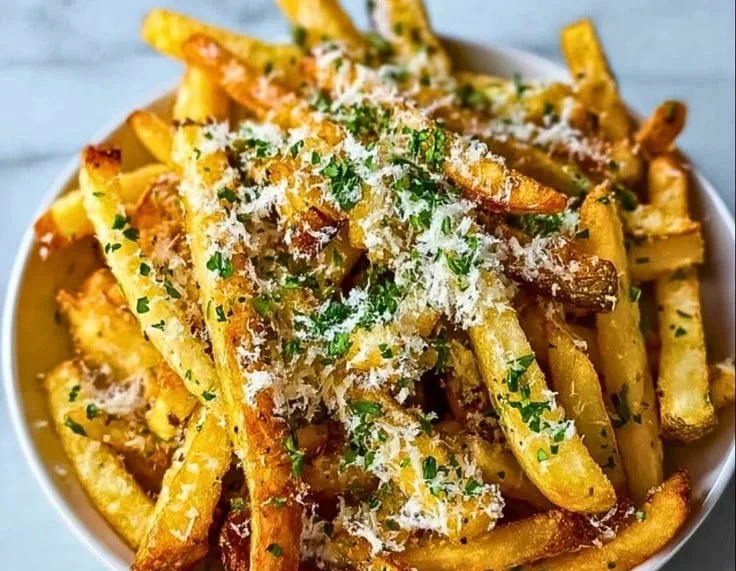 Delicious homemade truffle fries served with dipping sauce