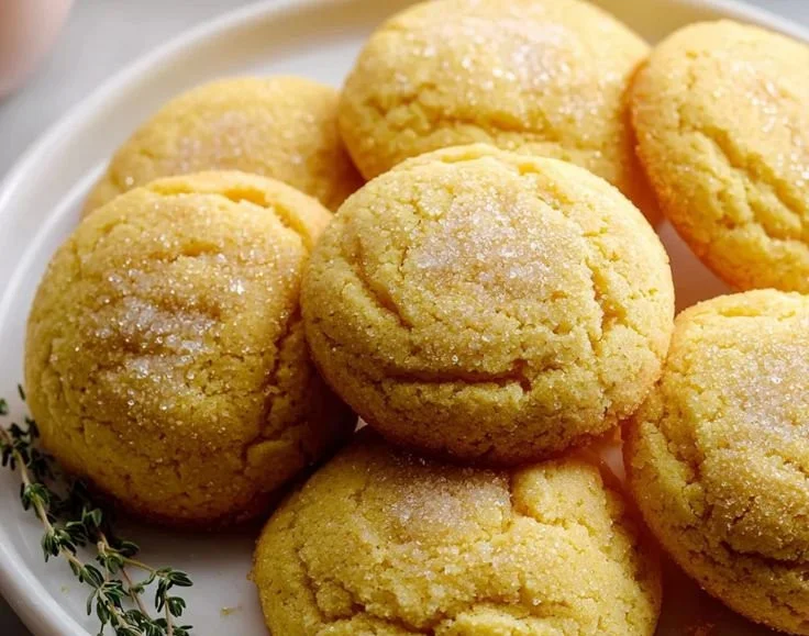 Delicious Honey Cornbread Cookies on a wooden table