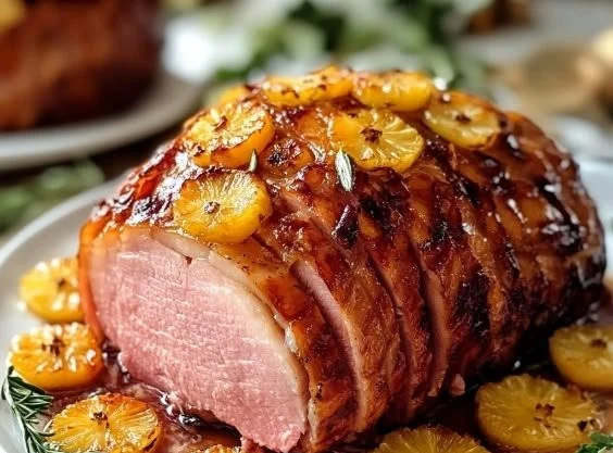 Delicious Honey-Glazed Ham with Pineapple served on a festive table