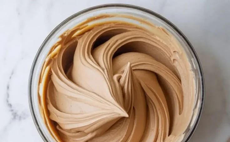 Kahlua buttercream cake filling recipe with a moist cake backdrop