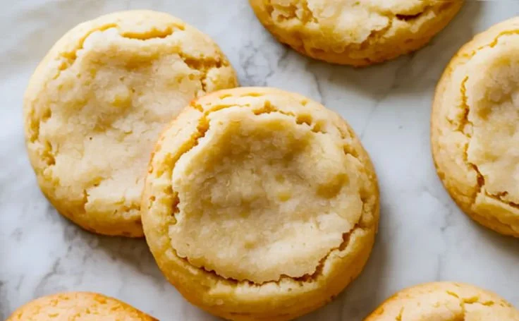 Batch of Keto Coconut Flour Cookies on a wooden table