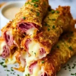 Keto Reuben Roll-Ups served on a plate with dipping sauce