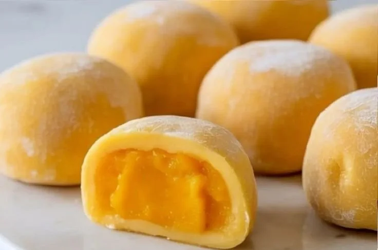 Delicious Mango Mochi dessert with a soft and chewy texture
