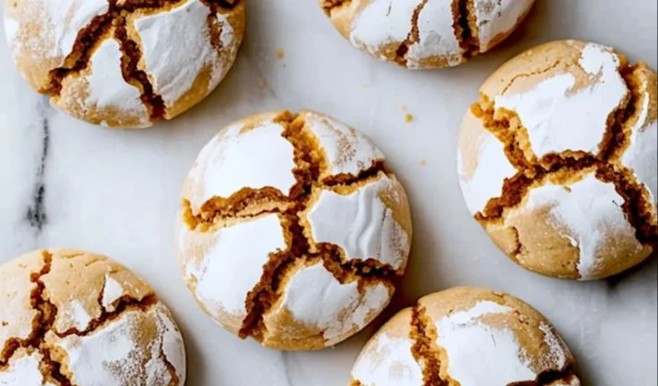 Delicious maple brown sugar crinkle cookies on a wooden table.