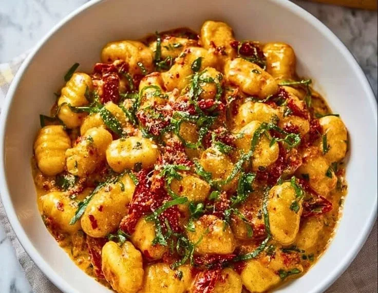 Delicious Marry Me Gnocchi served in a bowl with fresh herbs