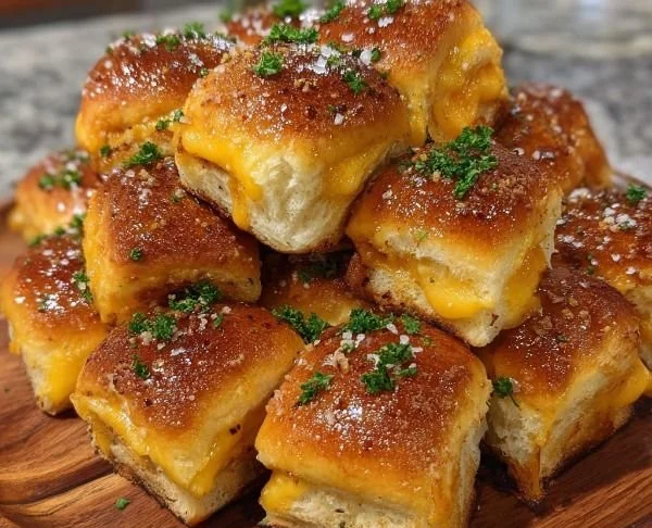 Mini Grilled Cheese sandwiches made with Hawaiian rolls