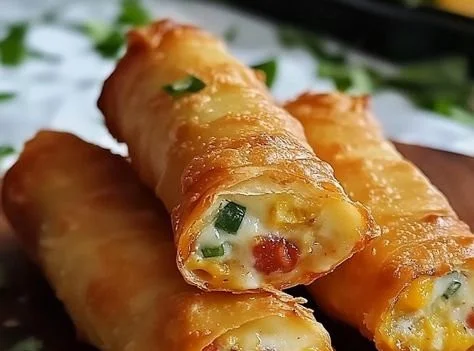 Mini jalapeño popper egg rolls on a plate, ready to serve