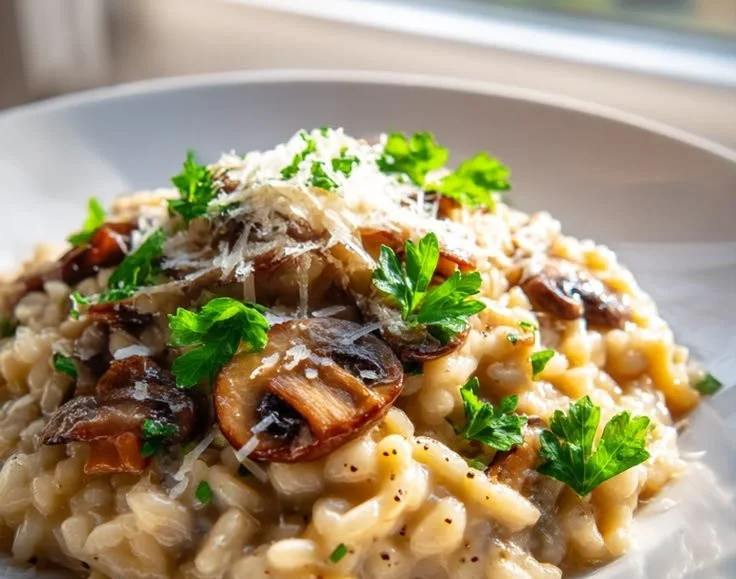 Delicious Mushroom Risotto featuring creamy Arborio rice and fresh mushrooms