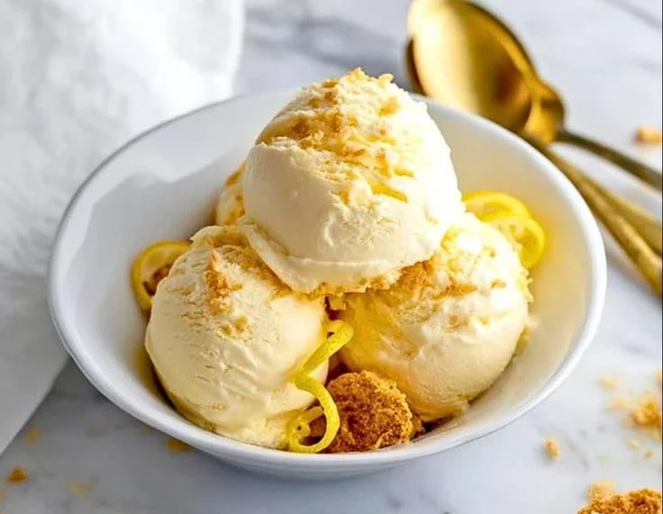 Creamy lemon cheesecake ice cream made with Ninja Creami
