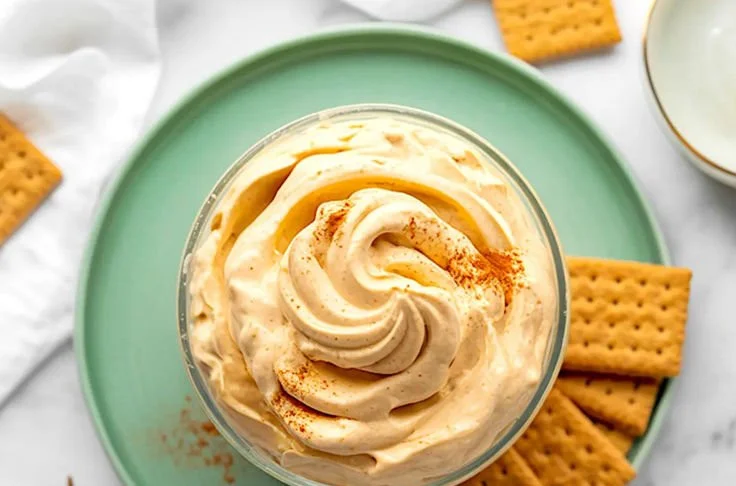 Delicious no-bake pumpkin fluff dessert in a bowl