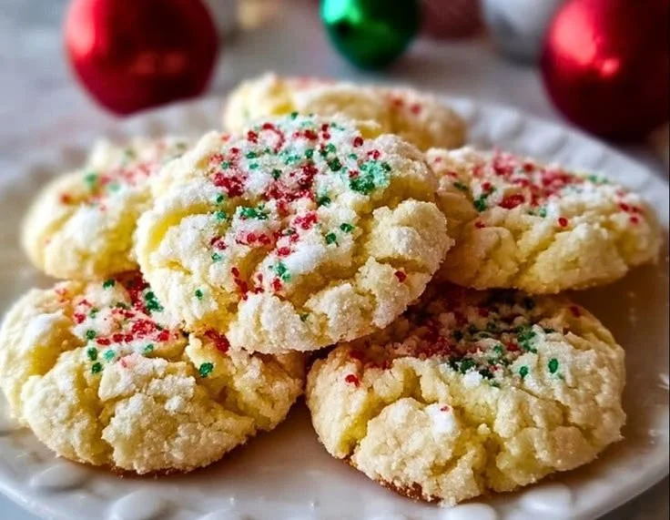 Delicious ooey gooey butter cookies decorated for Christmas