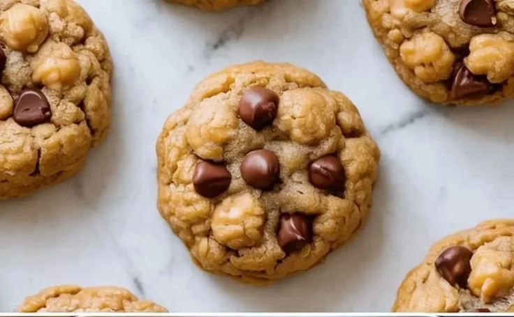 Peanut Butter Chickpea Cookies on a plate, showcasing their golden-brown texture.