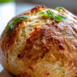 Freshly baked Roasted Garlic and Basil French Boule loaf
