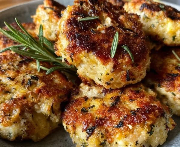 Delicious Rosemary Lemon Chicken Patties with fresh herbs and zest