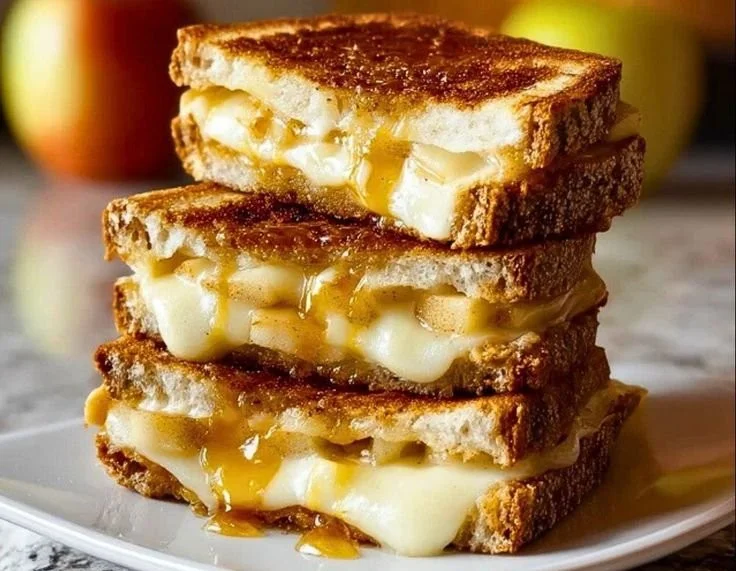 Smoked Gouda Apple Grilled Cheese Sandwich with crispy bread and melted cheese