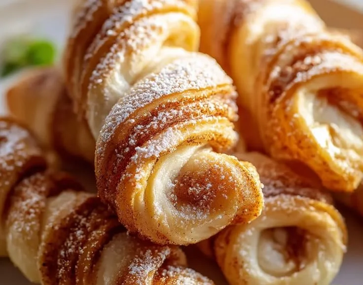 Delicious homemade sweet cinnamon twists ready to be served.