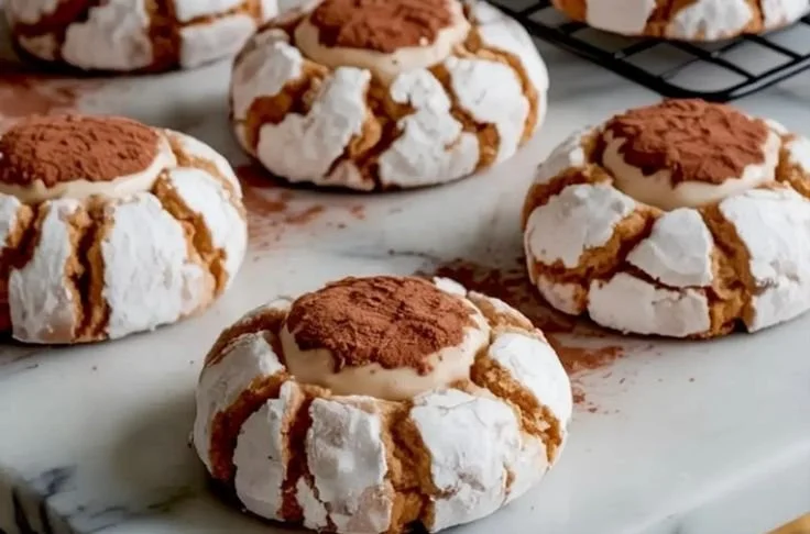 Delicious tiramisu-inspired cookies arranged beautifully on a plate