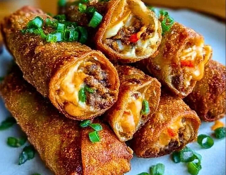 Plate of flavorful Voodoo Egg Rolls filled with savory ingredients.