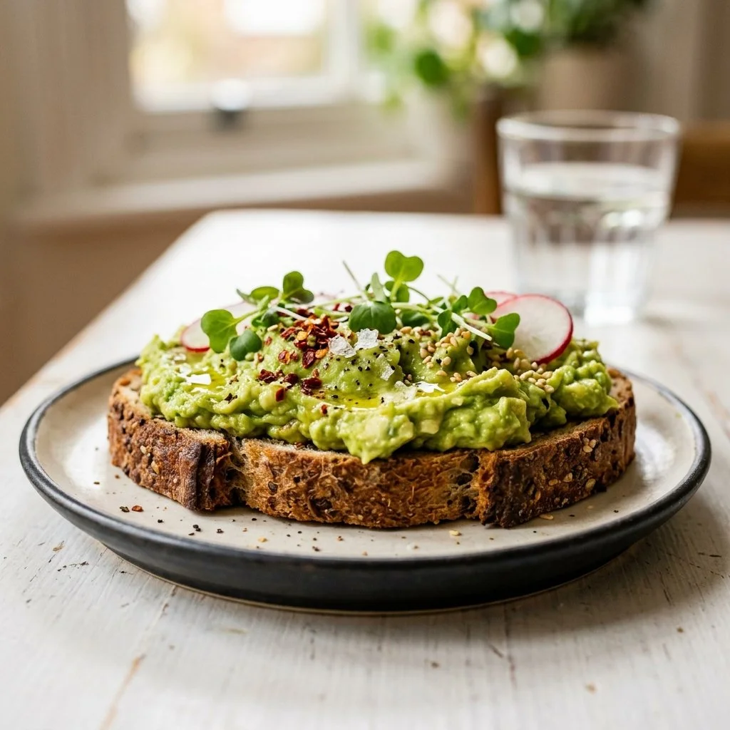 Delicious avocado toast recipe topped with fresh herbs and spices