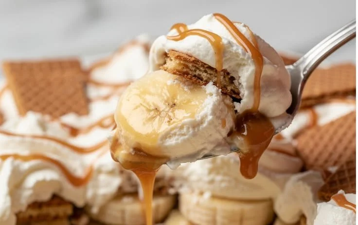 Delicious Banana Cream Trifle dessert layered with bananas and cream