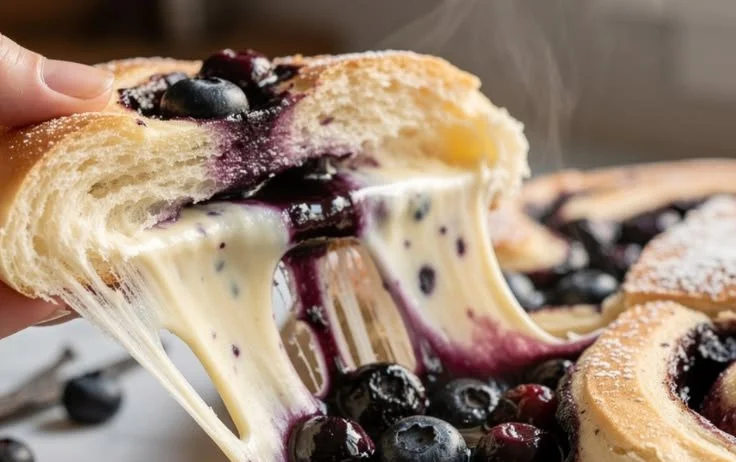 Delicious blueberry cream lava rolls with a gooey filling