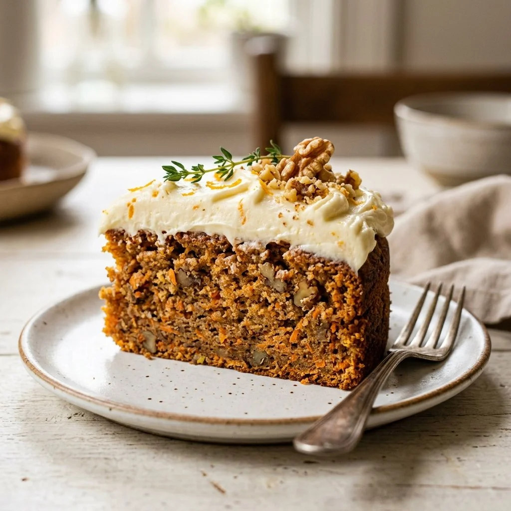 Delicious homemade carrot cake with cream cheese frosting