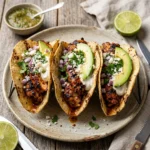 Chipotle grilled chicken tacos with fresh toppings and vibrant colors