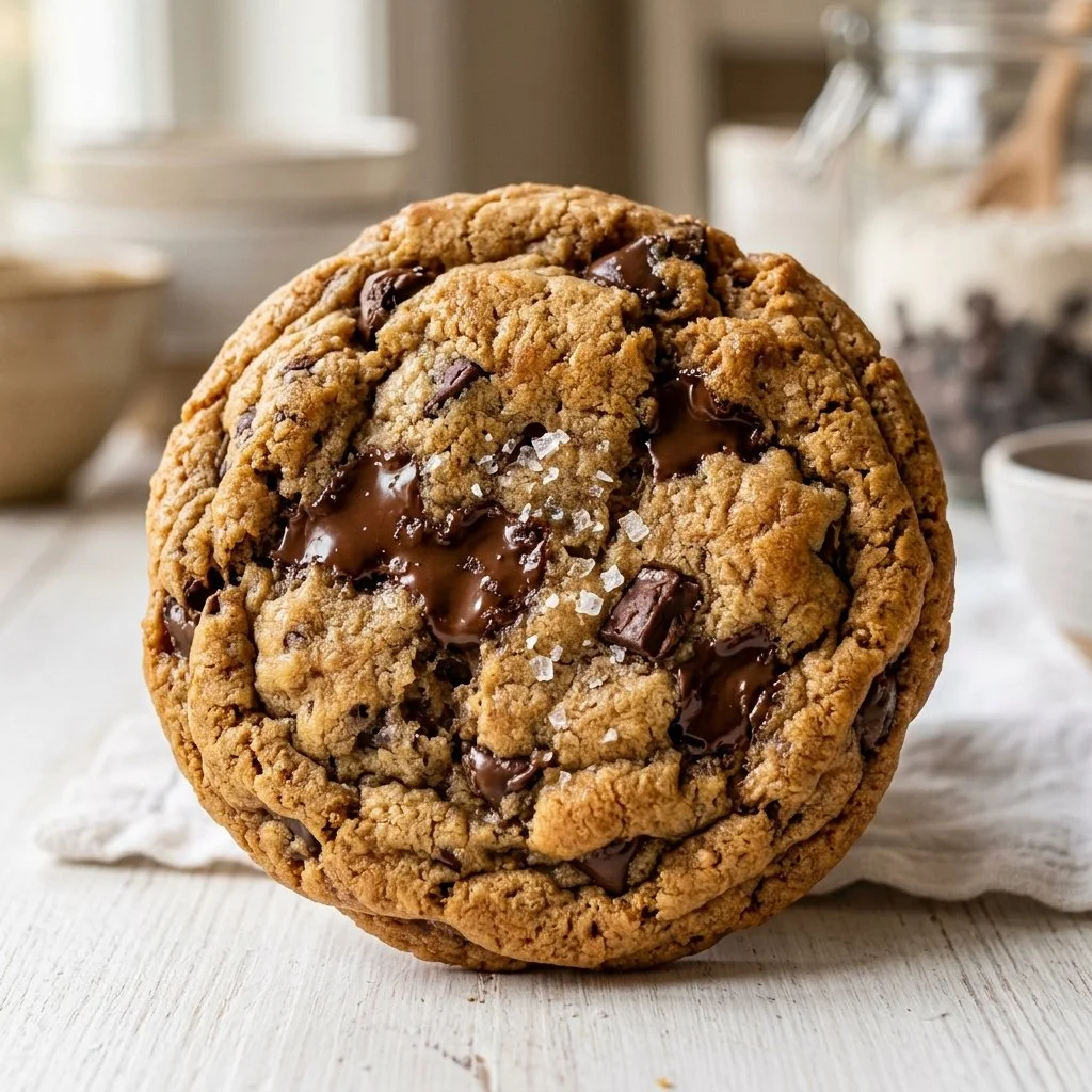 Freshly baked chocolate chip cookies on a plate