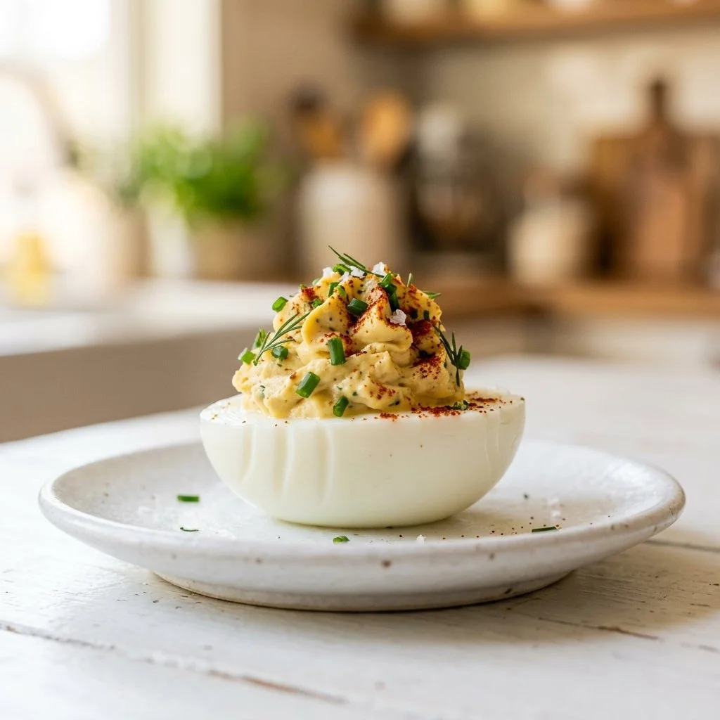 Delicious deviled eggs recipe with creamy filling and garnished with paprika