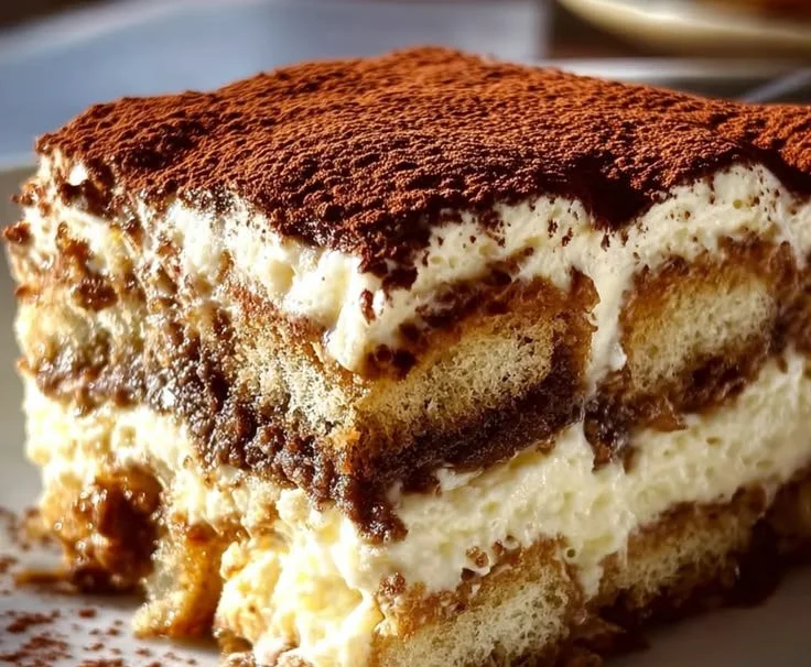Delicious easy tiramisu dessert with coffee-soaked ladyfingers and mascarpone cream.