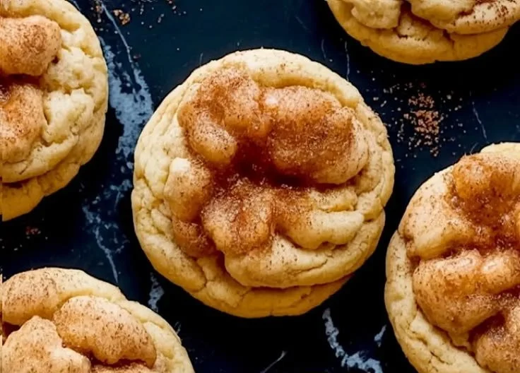 Freshly baked Eggnog Snickerdoodles on a festive plate